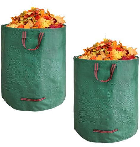 CEWROM 2x Gartenabfallsack 272L, Gartensack mit Griffe, Groß Gartenarbeit Müllsack, Wasserdicht Abfallsack Garten Faltbare Selbststehend, Laubsack für Gartenabfälle und Grünschnitt