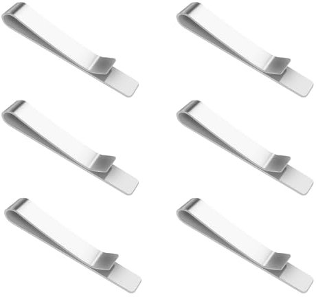 Dokeno 6 Pièces Épingle à Cravate pour Homme Argent Pince à Cravate Classique Pince à Cravate en Acier Inoxydable Ensemble de Pince Cravate Tie Clip pour Costumes Business Mariages Cadeaux
