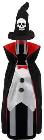 Halloween Wine Bottle Cover, Flannel Dracula Halloween Wine Bottle Holder with Cloak & Cap Interesting Vampire Cape Halloween Wine Bag Gifts for Best Party Table Decoration