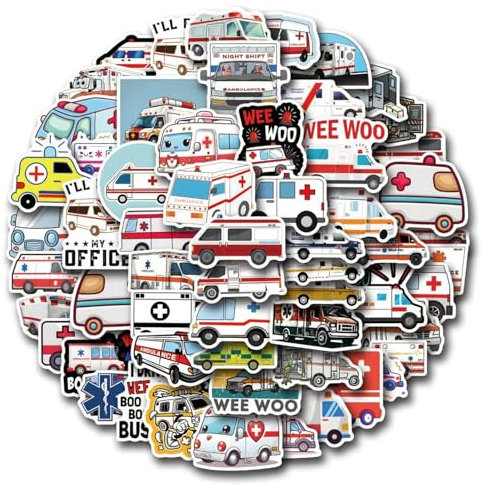 TVIVID 10/55 Stück Cartoon Doctor Nurse 120 Krankenwagen Aufkleber Wasserdicht Graffiti für Gepäck Laptop Gitarre Telefon Flasche Aufkleber