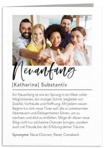 Karte Neuanfang Geschenk personalisiert mit Foto Abschiedskarte Kollegen Jobwechsel Abschiedsgeschenk Kollegin Grußkarte Klappkarte mit Umschlag 10,5 x 14,8 cm