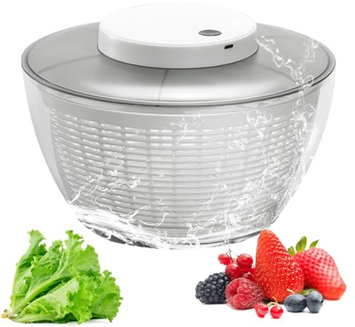 Essoreuse à Laitue électrique, Essoreuse à Salade De Grande Capacité 6l, Déshydrateur à Salade USB, Séchoir à Légumes Multi-Usage, Laveuse De Fruits pour Légumes Verts, sans Bpa, Panier