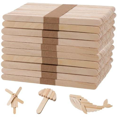 KEILEOHO 500 palitos de madera para manualidades, 15 cm, palitos de hielo de madera, espátulas de madera, palillos de hielo para manualidades, 150 x 10 x 2 mm