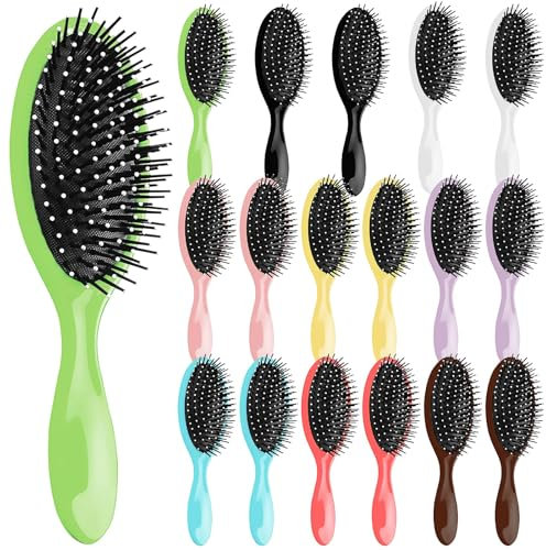 18 Pack Wet Hairbrushes Bulk, Travel Detangling Hair Brushes Set, 22 x 7.2cm Soft Dry Hairbrushes for Women Men, Detangler Hair Brush for Curly Straight, Multicolor