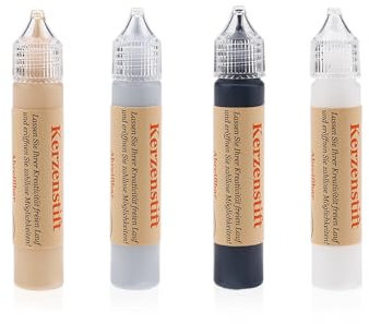 Ovaletta 4 Farben Kerzen Bemalen Set, Kerzenstifte, Wachsplatten für Kerzen, Candle Pen, Kerzenstifte zum Verzieren, Keramik Bemalen Set, je 25 ml, A