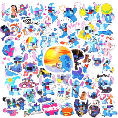 Ainvliya 60Pcs Anime/Cartoon Character Cartoon Stickers, Multicolor, Vinyl, Waterproof, for Skateboard, Guitar, Car, Laptop, Water Bottles, Walls, Luggage, Books, Travel