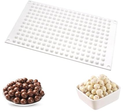 Fleymu Stampo in Silicone Emisferico Piccolo con 288 Fori, 2 Stampi per Cioccolato Mini Sfere Ø5mm, Stampo in Silicone per Praline, Produzione per Fare Cioccolato, Torte, Gelatina