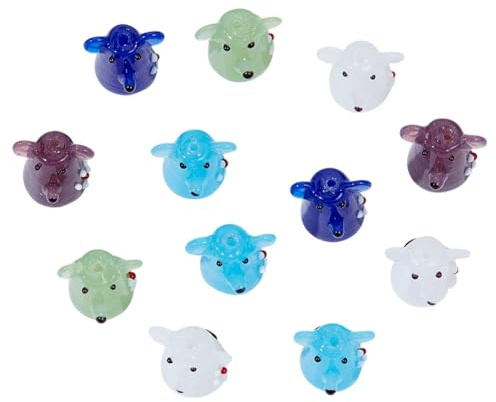 DELORIGIN 12 Stück Cartoon Maus Lampwork Perlen Abstandshalter Lose Perlen Handgefertigte Glasperlen Cartoon Tier Maus Perlen Charms Für Die Schmuckherstellung Armbänder Halsketten Zum Selbermachen