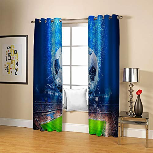 FYRHLH Fenster Vorhang Schlaufen-Vorhang Abstrakter Fußball Gardinen Wohnzimmer Modern Schlafzimmer Thermo Ösenvorhang Fenster für Kinderzimmer Schalldämmend Größe:2 x B117 x H138cm