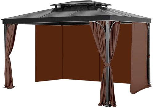 VEVOR Terrassenvorhang, 284x284x211 cm, 4-teilige Seitenwand-Pavillon-Sichtschutzvorhänge mit Reißverschlüssen, 2 m hohe Sonnenschutzvorhänge als Ersatz für Terrassenüberdachung, nur Vorhänge, braun