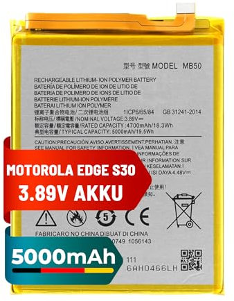 Mpsmobile® Akku MB50 für Motorola Edge 2021 / Edge S30 / Moto G200 5G | 5000mAh | Li-ion Polymer