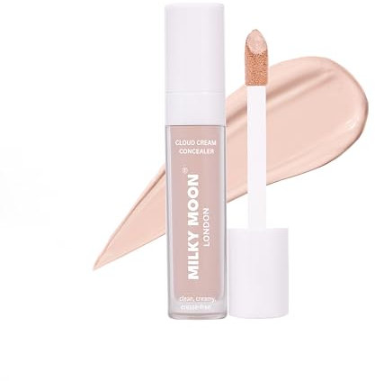 Milky Moon London - Cloud Cream Concealer Full Coverage, Long-Lasting, Lightweight, Aloe and Centella-Infused Under Eye Concealer, Hydrating, Crease-Resistant, Buildable, Vegan & Gentle, #2-Porcelain