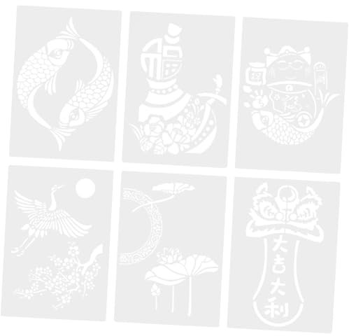 Angoily 6 Stück Handgeschriebene Zeitungshohlschablonen Kunstschablonen Schablonen Für Chinesisches Handwerk Zum Malen Von Drachen Dekoration Malblock Schablone Für Hohlmalerei