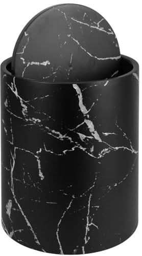 Lpitoy Modern Trash Can, Marble Pattern Garbage Bin with Swing Lid, Round Garbage Container Bin Waste Basket for Bathroom Kitchen Office