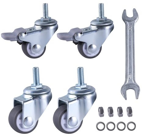 SUKITMISO 25mm Möbelrollen mit Sicherheitsbremse 4er Set, Klein Lenkrollen für Möbel, M6 Möbelrollen Klein 2 mit Bremsen und 2 ohne, 360° Drehbar Leise Rutschfeste Gummirollen