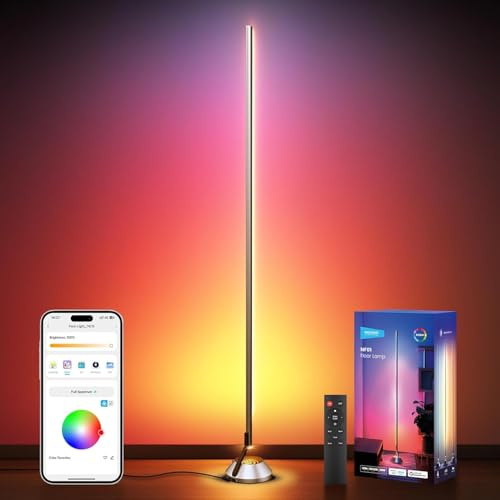 NEEWER NF01 Smart RGB IC Stehlampe, 1500lm LED Eckleuchte | Kompatibel mit Alexa Google, App Steuerung, AI DIY, Musik Sync, 16 Mio. Farben, für Wohnzimmer/Schlafzimmer Dekor