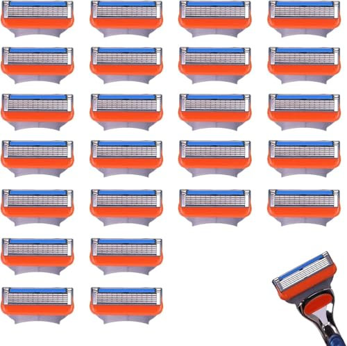 24 Stück für Fusion 5 klingen Ersatzklingen für Fusion-5 Rasierer, Rasierklingen, 5-fach Klingen, kompatibel mit Nassrasierer Herrenrasierer-Gesche