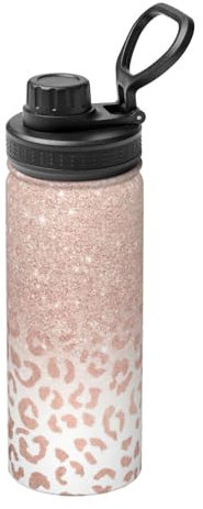 Rose Gold Glitter 18oz Sports Insulated Kettle Stainless Steel Water Bottle Portable Sports Gym Travel Reusable
