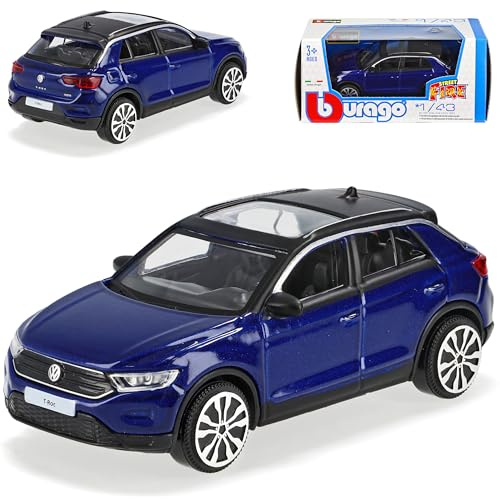 alles-meine.de GmbH Volkwagen T-ROC SUV Blau mit Dach in Schwarz Ab 2017 1/43 Burago Modell Auto mit individiuellem Wunschkennzeichen