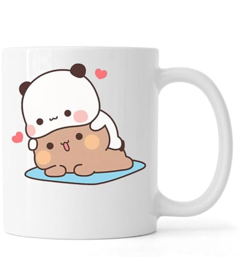 Bubu Dudu Kaffeetasse aus Keramik, niedlich, liegend, Weiß