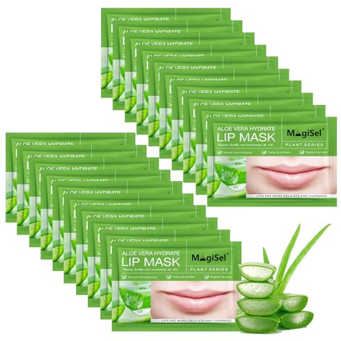Lippenmaske Pads, Aloe Vera Lippenmaske 20 Stück, Feuchtigkeitsspendende Lippenmaske für Tag und Nacht Lippenpflege, Hydrating Lip Sleeping Mask, Lippenpeeling Maske, Hautfeuchtigkeit zu halten
