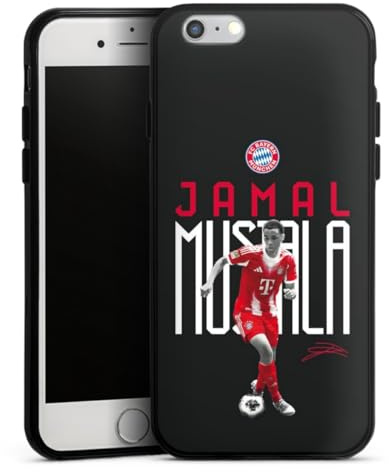 Silikon Hülle kompatibel mit Apple iPhone 6 Case schwarz Handyhülle FC Bayern München Jamal Musiala Offizielles Lizenzprodukt