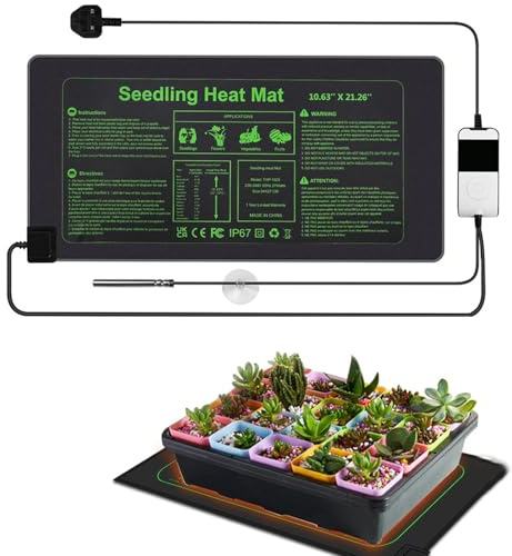 Seedling Heat Mat with Thermostat Durable Waterproof Heat Mat for Plants with Digital Thermostat for Indoor Seed Starting and Plant Germination
