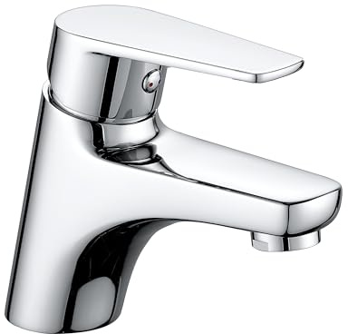 Florenta Wasserhahn Bad Waschtischarmatur Einhebelmischer für Waschbecken | Kompakte Mischbatterie für Gäste-WC mit 65mm Auslaufhöhe G3/8 Anschluss 50cm Schlauch Keramikkartusche Luftsprudler, Chrom