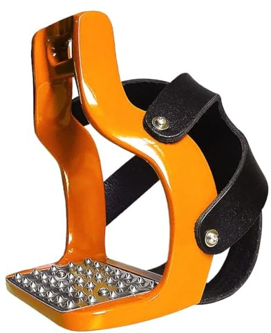 Flexible Steigbügel aus Aluminiumguss mit Fußpedal mit rutschfester Netzabdeckung (Orange)