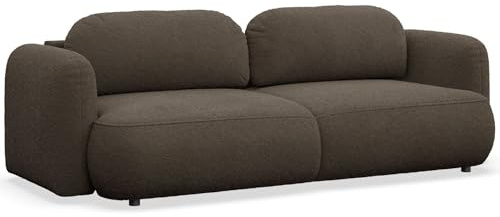 Selsey Sofa mit Schlaffunktion und Bettkasten 253 x 110 cm Braun Bouclé – Schlafsofa & Couch mit DL-Automatik, große Schlafcouch 165x205 cm, 3-Sitzer Sofa Bed, Polstersofa mit Stauraum