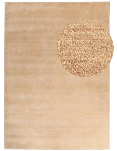 Steffensmeier Gabbeh Teppich Jaipur | 100% Schurwolle | Wohnzimmer | Schlafzimmer | Handtuft | Creme | 250x350 cm