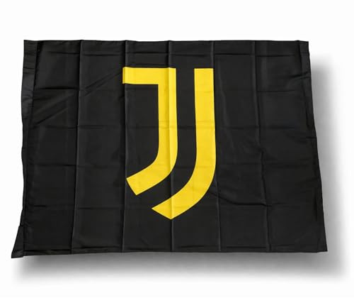 Bandiera Juventus Ufficiale - Logo Giallo -100% Poliestere - 70x50 cm - 100x140 cm (50x70 cm)