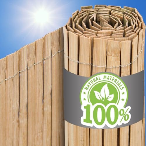 UrFence Balkon Sichtschutz Bambus 120x600 cm - 100% Natur Holz Zaun Bambusstäbe Wetterfest - Bambuszaun Sichtschutzmatte für Balkon Terrasse Gartenzaun - Pergola Windschutz Garten Sichtschutzwand