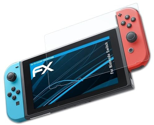 atFoliX Schutzfolie kompatibel mit Nintendo Switch Folie, ultraklare FX Displayschutzfolie (3X)