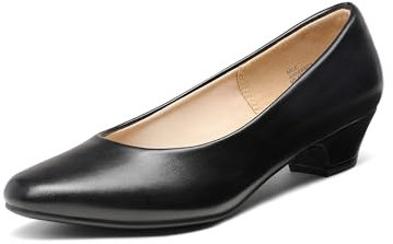 DREAM PAIRS Damen Chunky Geschlossene Zehe Niedrige Blockabsätze Arbeit Pumps Bequeme Runde Zehe,Size 37,Schwarz/Pu,Mila
