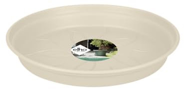 elho Green Basics 34 - Sottovaso per interni, esterni, per coltivare da soli e accessori, Ø 33,5 x 4,8 cm, bianco/cotone bianco