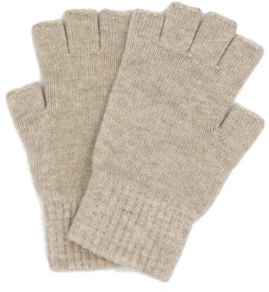 Fingerlose Handschuhe aus reiner, mongolischer Wolle für Damen und Herren, Fäustlinge Camel Grey
