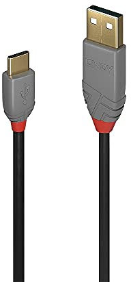 Lindy 2m USB 2.0 Type C to A Cable, Anthra Line Black