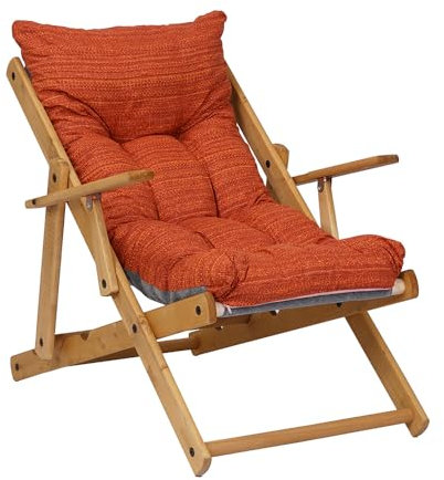 Sessel Relax Liegestuhl 3 Positionen in Holz Klapppolster H 100 cm Farbe als Foto (Hummer)
