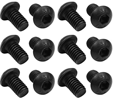 MroMax Viti a testa cilindrica M6 x 10 mm con testa a bottone metriche filettatura completa in acciaio al carbonio zincato nero 20 pezzi