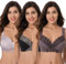 Curve Muse Taglia Grossa Reggiseni Senza Fili sfoderati Minimizer con Pizzo Ricamato-3 Confezioni-Rosa,Nero,Grogio-9D
