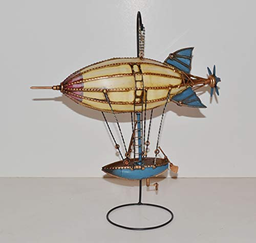 JS Garten Deko Blechmodell Nostalgie Modellflugzeug Oldtimer Zeppelin Luftschiff Modell auf Ständer Blech L 37 cm