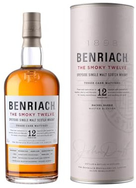 Benriach The Smokey 12 - Premium Single Malt Whisky - Inklusive Geschenkverpackung - Ein Mix aus reife Birne, Nektarine und süßes Gerstenmalz - 0.7L/46% Vol.