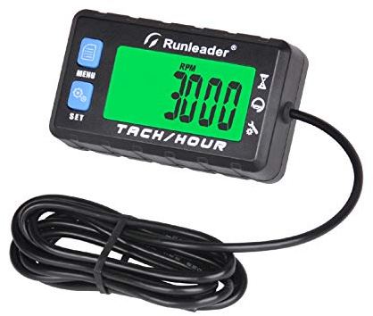 Runleader Digitaler Drehzahlmesser für kleine Motoren,größeres mehrfarbiges LCD-Display,Drehzahlwarnung, Batterie austauschbar,weiße und rote Hintergrundbeleuchtung