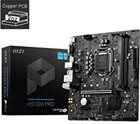 MSI H510M PRO Mainboard, Micro-ATX - unterstützt Intel Core Prozessoren der 11. Generation, LGA 1200 - 2 x DIMMs (3200MHz), 1 x PCIe 4.0 x16, 1 x M.2 Gen3, USB 3.2 Gen1, 1G LAN, HDMI 2.0b & DP 1.4