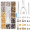nbeads Eisen Nieten Set, 480 Sets Leder Nieten Doppelkappe Nieten Röhrenmetal Nieten Mit Hammer Chassis Puncher Pilers Für Nieten Ersatz DIY Handwerk Reparatur Dekoration