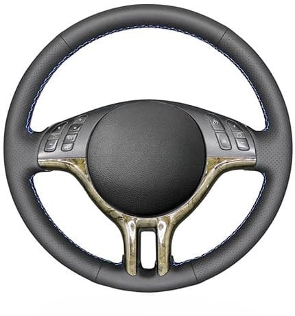 MEWANT Lenkradbezug für 3 Series E46 / 5 Series E39 / X5 E53 / Z3 E36/7 Hand Nähen Kunstleder Auto Lenkradhülle