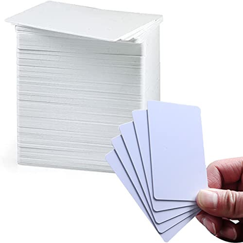 AYSUM 100 Stück Premium Blanko-weiße PVC-Karten, Kunststoff-Visitenkarten, PVC-Kunststoff-ID-Karten, kompatibel mit allen Plastikkartendruckern (CR80, 30 mm, 0,76 mm)