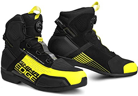 SHIMA EDGE Vented, Motorradschuhe für Männer - Verstärkte Straßenreitschuhe mit ATOP-Verschlusssystem, Knöchelstütze, Rutschfeste Sohle, Schaltgriff (Fluo, 47)