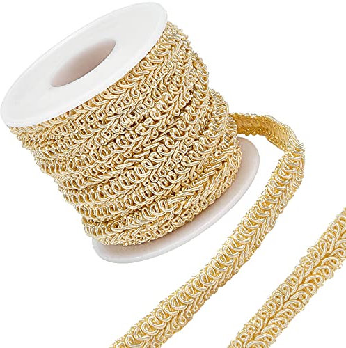 Gorgecraft 10 yards Or Tresse Dentelle Garniture 3/8 pouces de Large Polyester Tissé Gimp Tresse Garniture Mille-Pattes Décoré Dentelle Ruban pour Costume Bricolage Artisanat Couture Doré